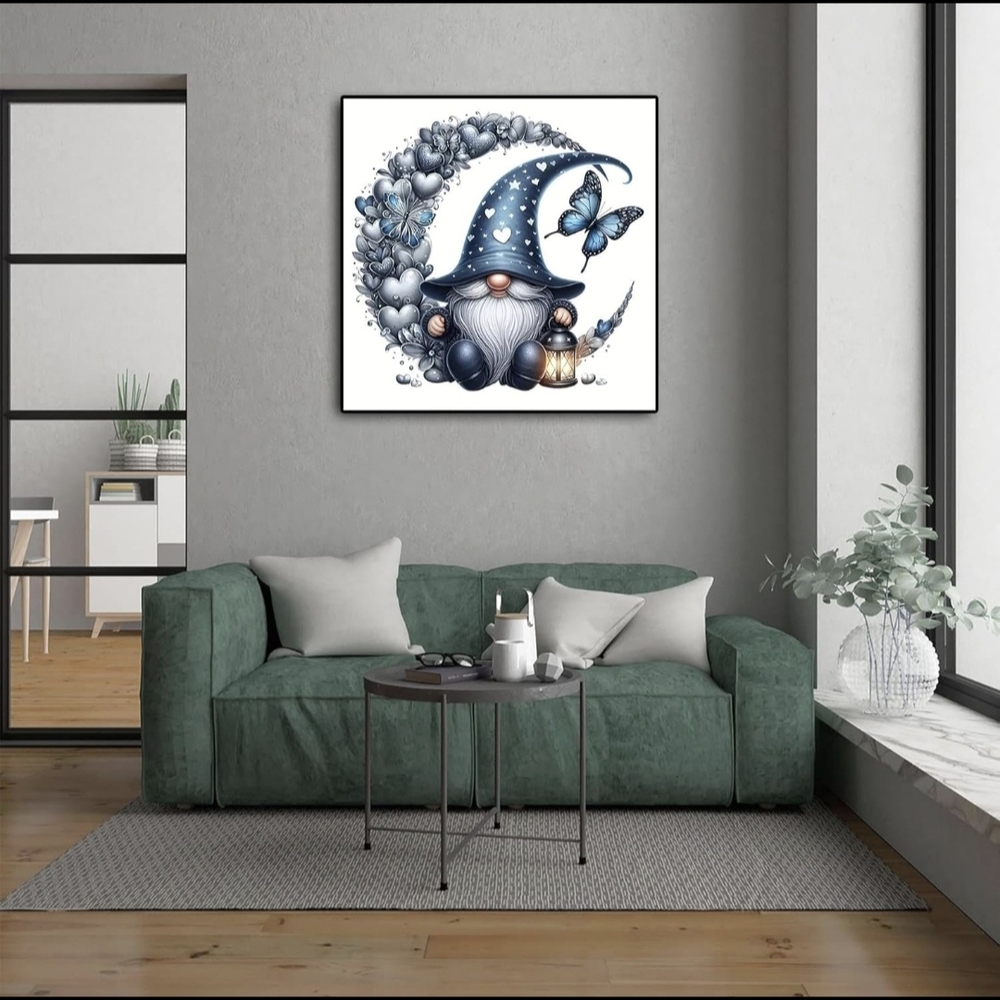 Blue Gnome Moon Butterfly Love Hearts 5D Diamond Painting Kit New - Picture 2 of 7